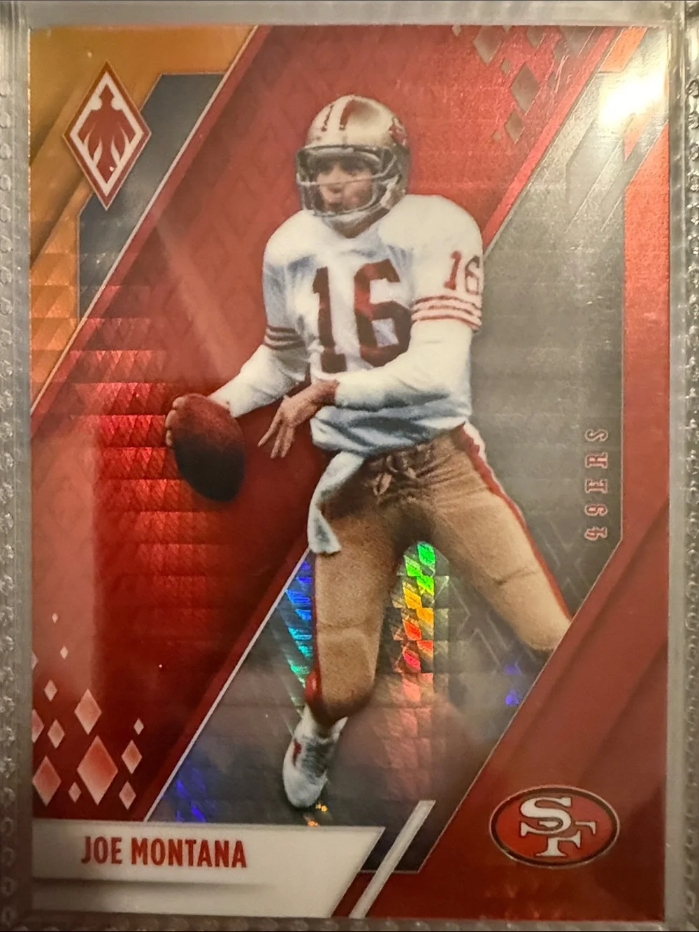 Joe Montana San Francisco 49ers Red Football Trading Card